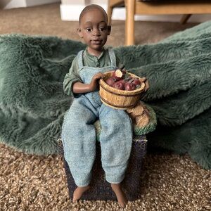 Charming Figurine with Basket of Apples